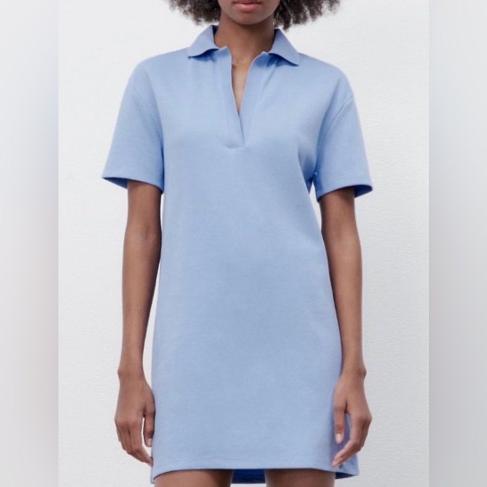 Zara Light Blue Mini Dress with Open Collar